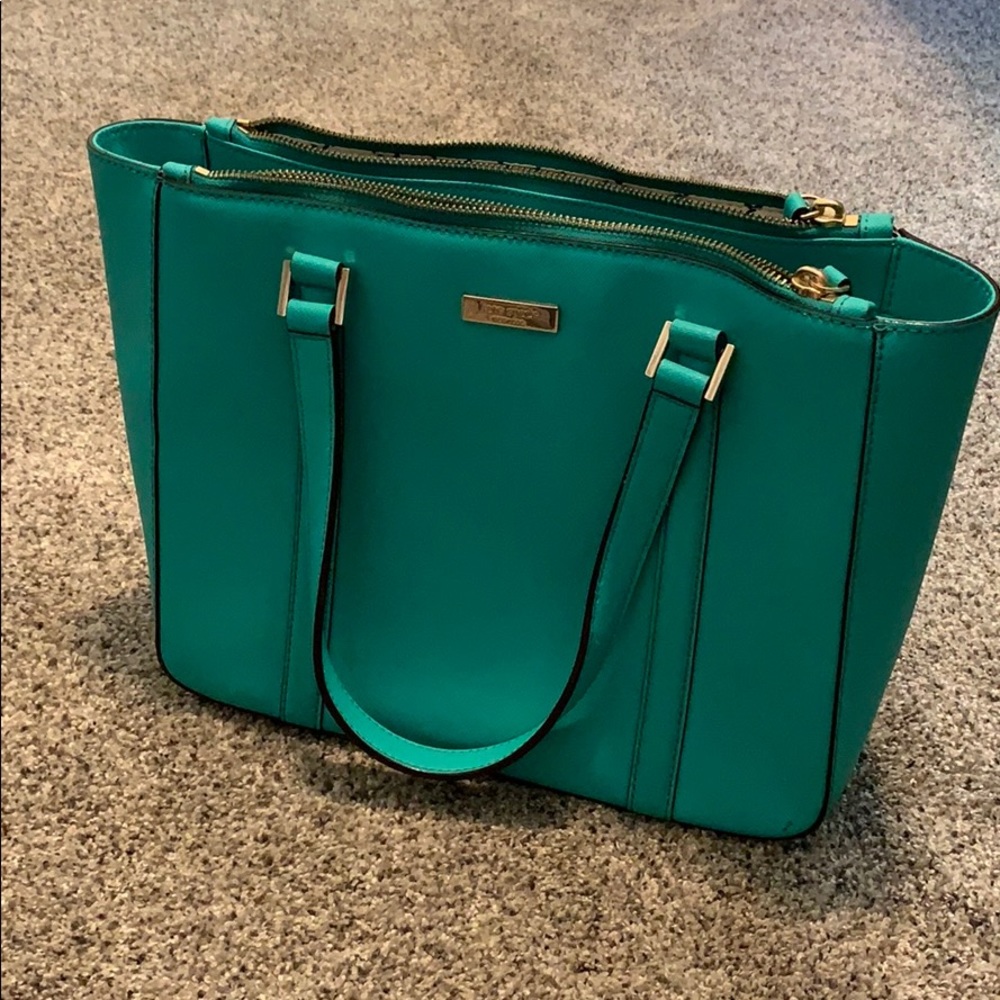 Late spade turquoise leather handbag